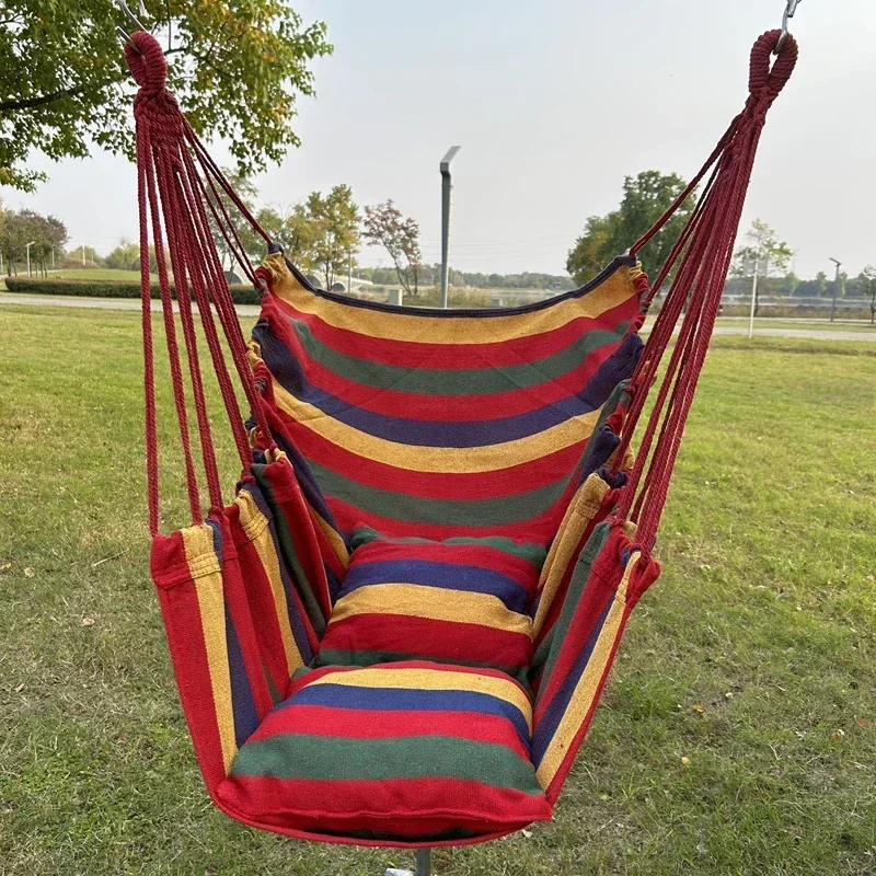 Outdoor Furniture No Cushions - Hot Colorful Striped Canvas Hammock Chair,