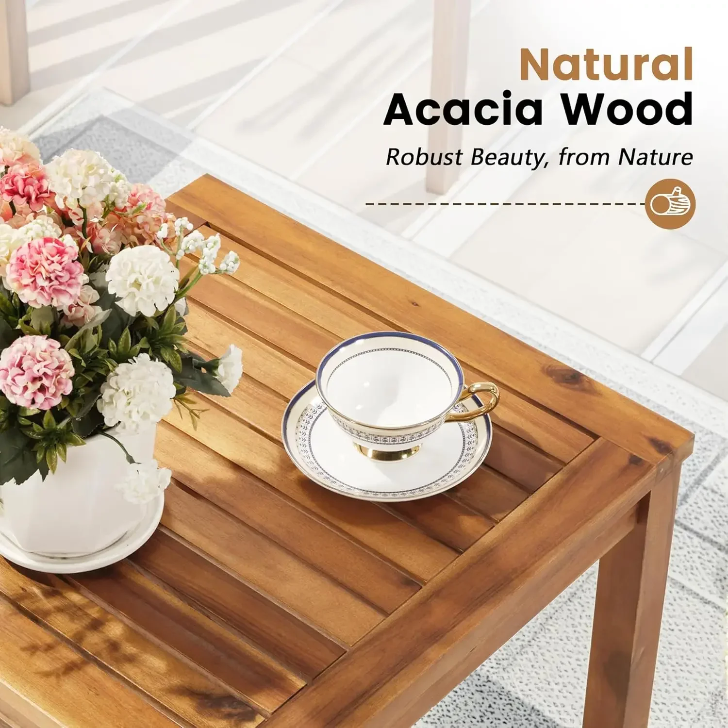 Outdoor Furniture Balcony - Patio Chairs 3 Piece Acacia Wood