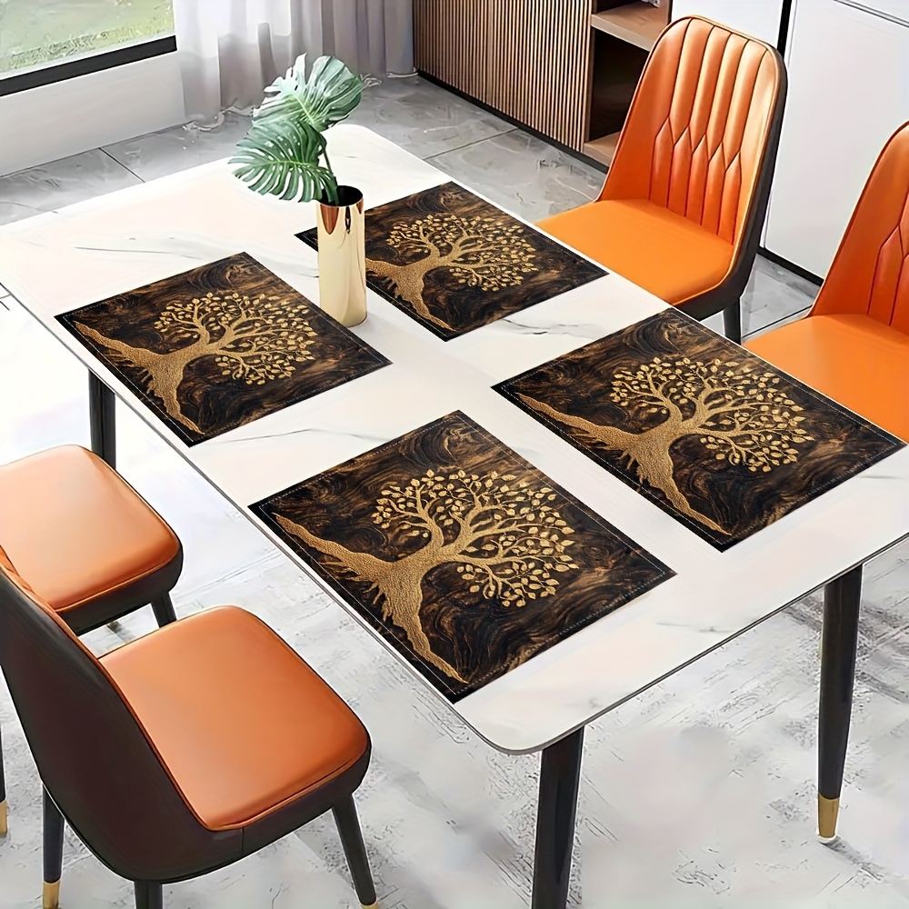 Outdoor Furniture Dining - Vintage Dark Wood Grain Golden Tree