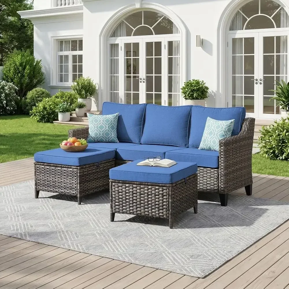 Outdoor Furniture Balcony - 3-Piece Outdoor Furniture Set: Patio Sofa