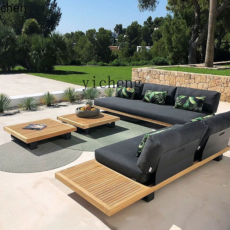Outdoor Furniture Balcony - HYS outdoor teak sofa courtyard waterproof