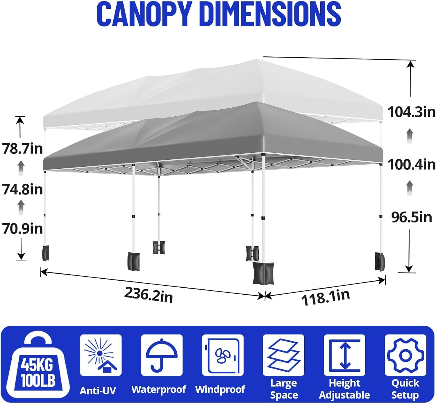 10x20ft Pop‑Up Canopy Tent w/W - đánh giá và giá Gazebo Pop Up