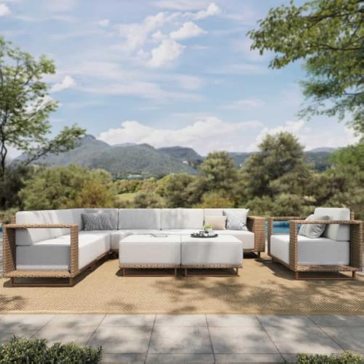 9-Piece Modular Outdoor Sectio - đánh giá và giá Outdoor Furniture No Cushions