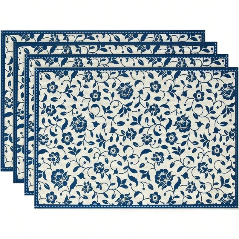 4Pcs Watercolor Blue Flower Le - đánh giá và giá Outdoor Furniture Dining
