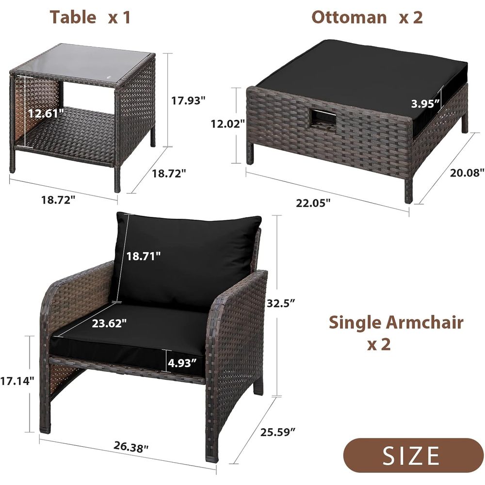 Balcony urniture 5 Piece Patio - đánh giá và giá Outdoor Furniture No Cushions