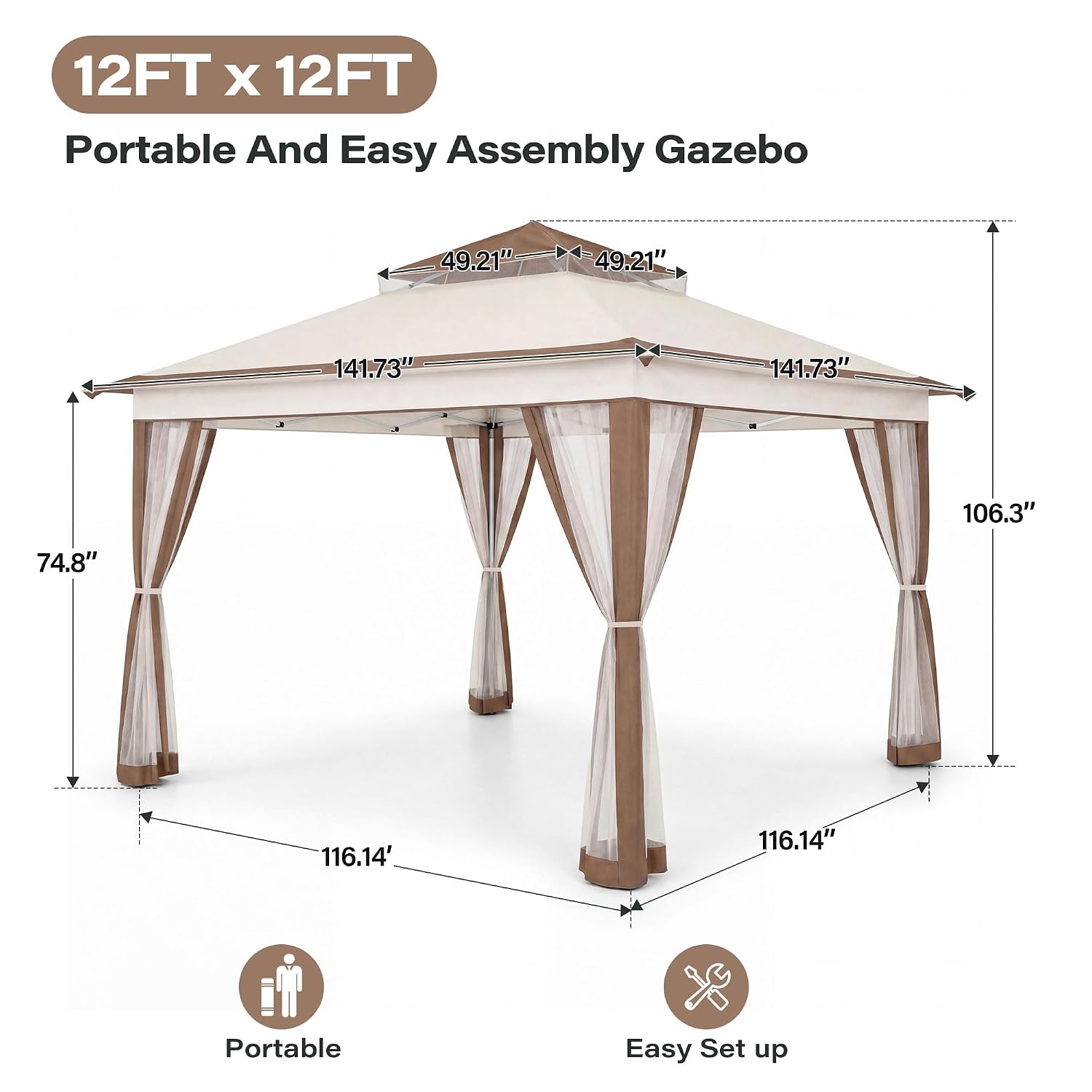 12x12 Pop Up Gazebo Tent with  - đánh giá và giá Gazebo Pop Up