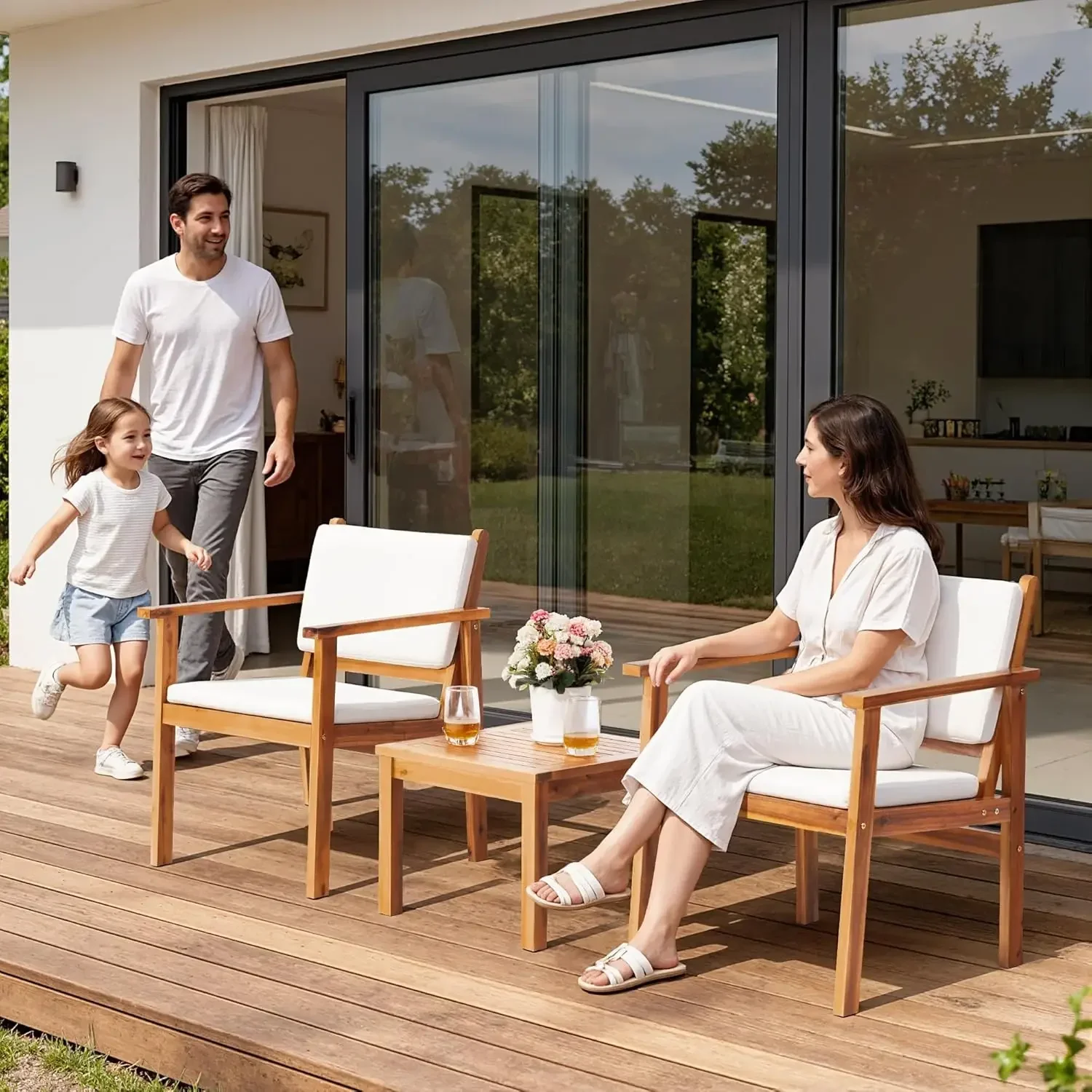 Patio Chairs 3 Piece Acacia Wo - đánh giá và giá Outdoor Furniture Balcony