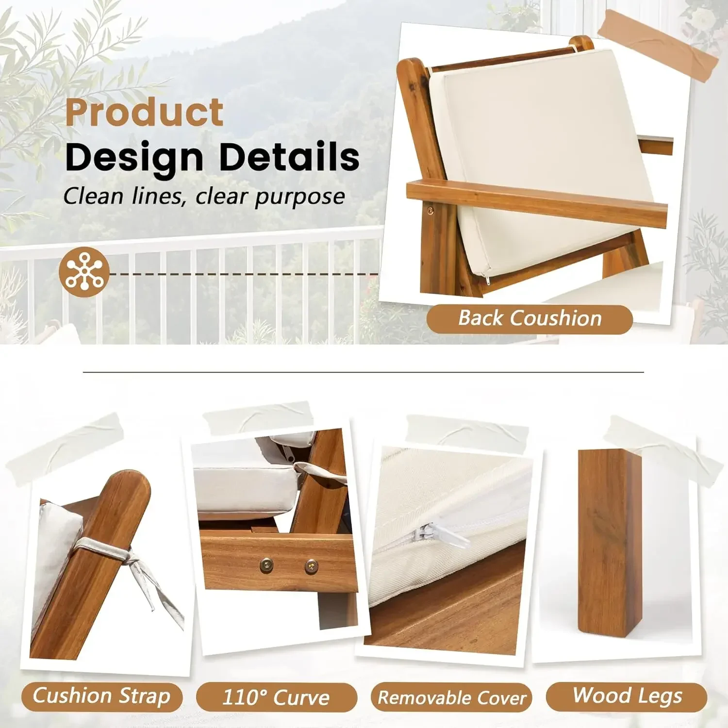 Patio Chairs 3 Piece Acacia Wo - đánh giá và giá Outdoor Furniture Balcony