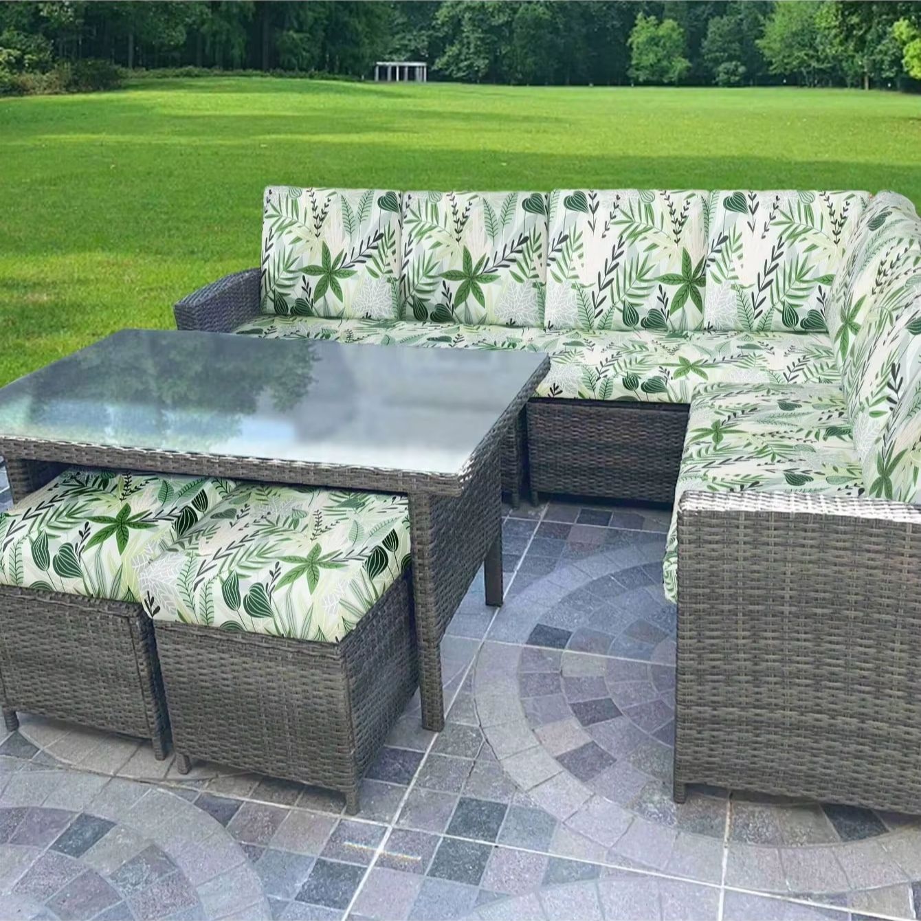 Outdoor Tropical Print Sofa Cu - đánh giá và giá Outdoor Furniture No Cushions