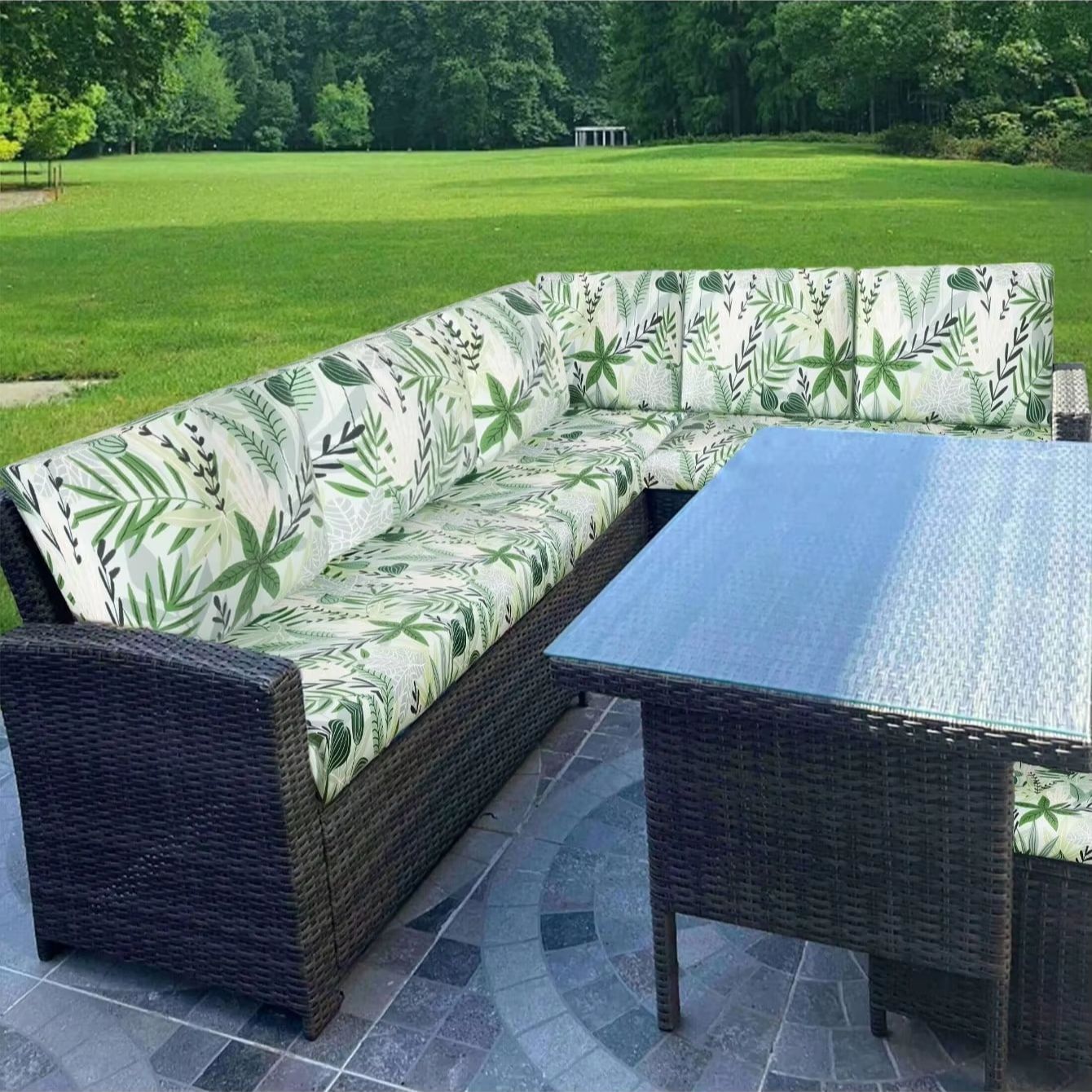Outdoor Tropical Print Sofa Cu - đánh giá và giá Outdoor Furniture No Cushions