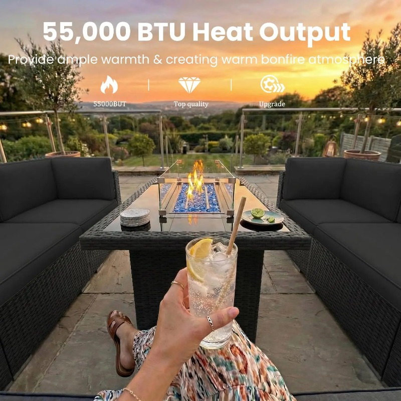 8-Piece Patio Wicker Sectional - đánh giá và giá Outdoor Furniture With Fire Pit