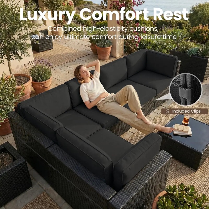 8-Piece Patio Wicker Sectional - đánh giá và giá Outdoor Furniture With Fire Pit