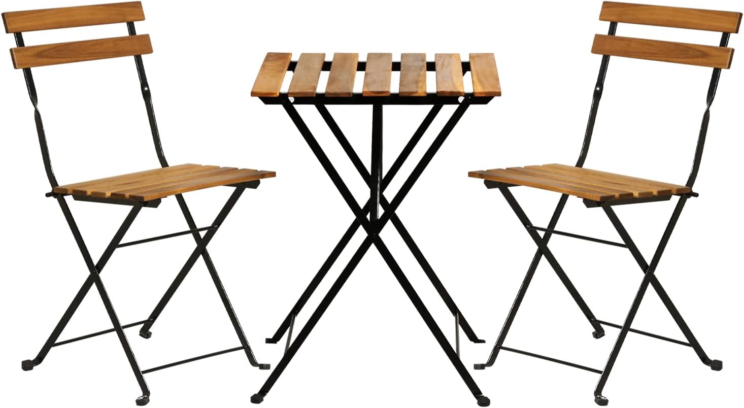 Natural wood 3-piece folding p - đánh giá và giá Outdoor Furniture Balcony