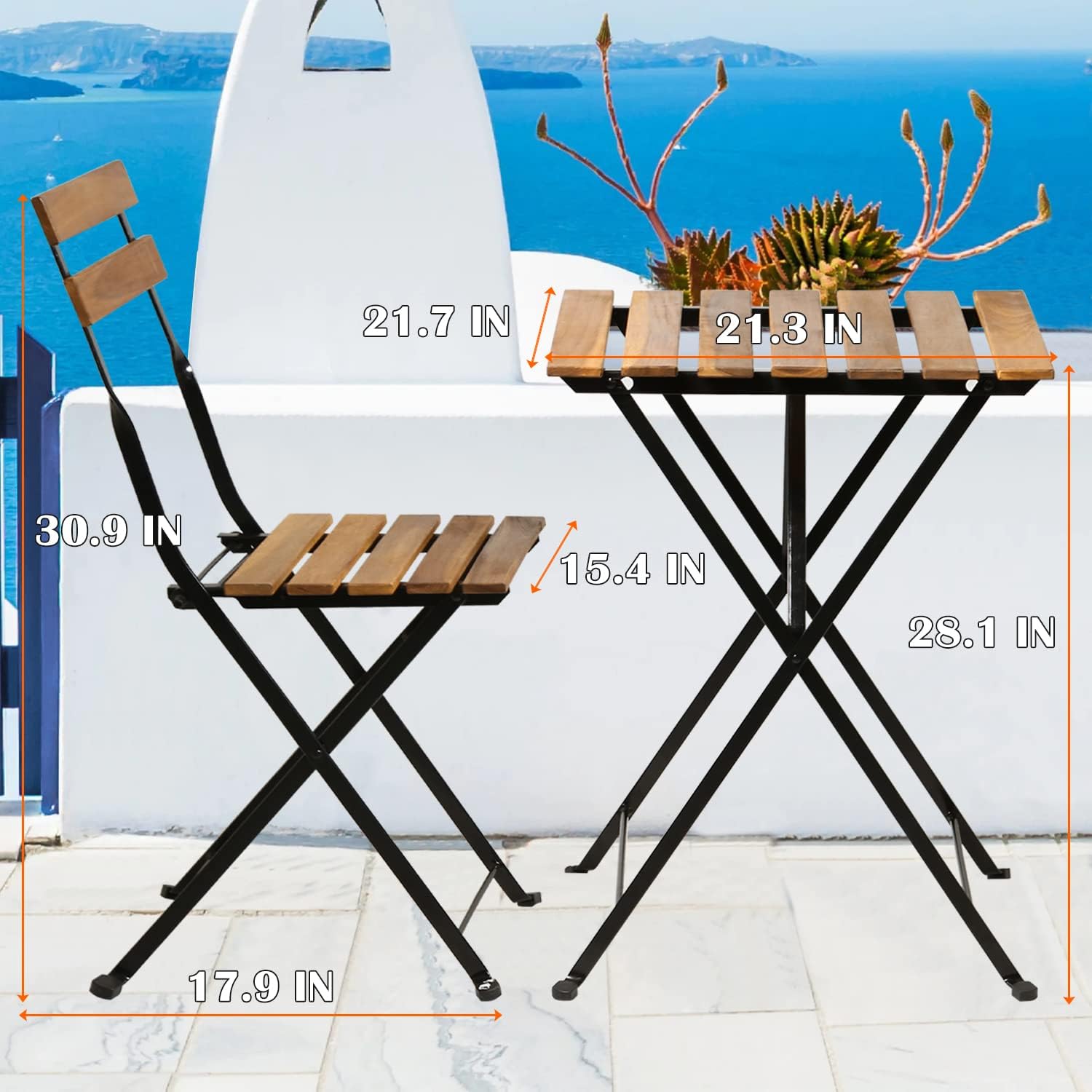 Natural wood 3-piece folding p - đánh giá và giá Outdoor Furniture Balcony