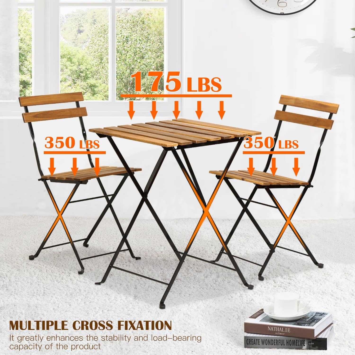 Natural wood 3-piece folding p - đánh giá và giá Outdoor Furniture Balcony