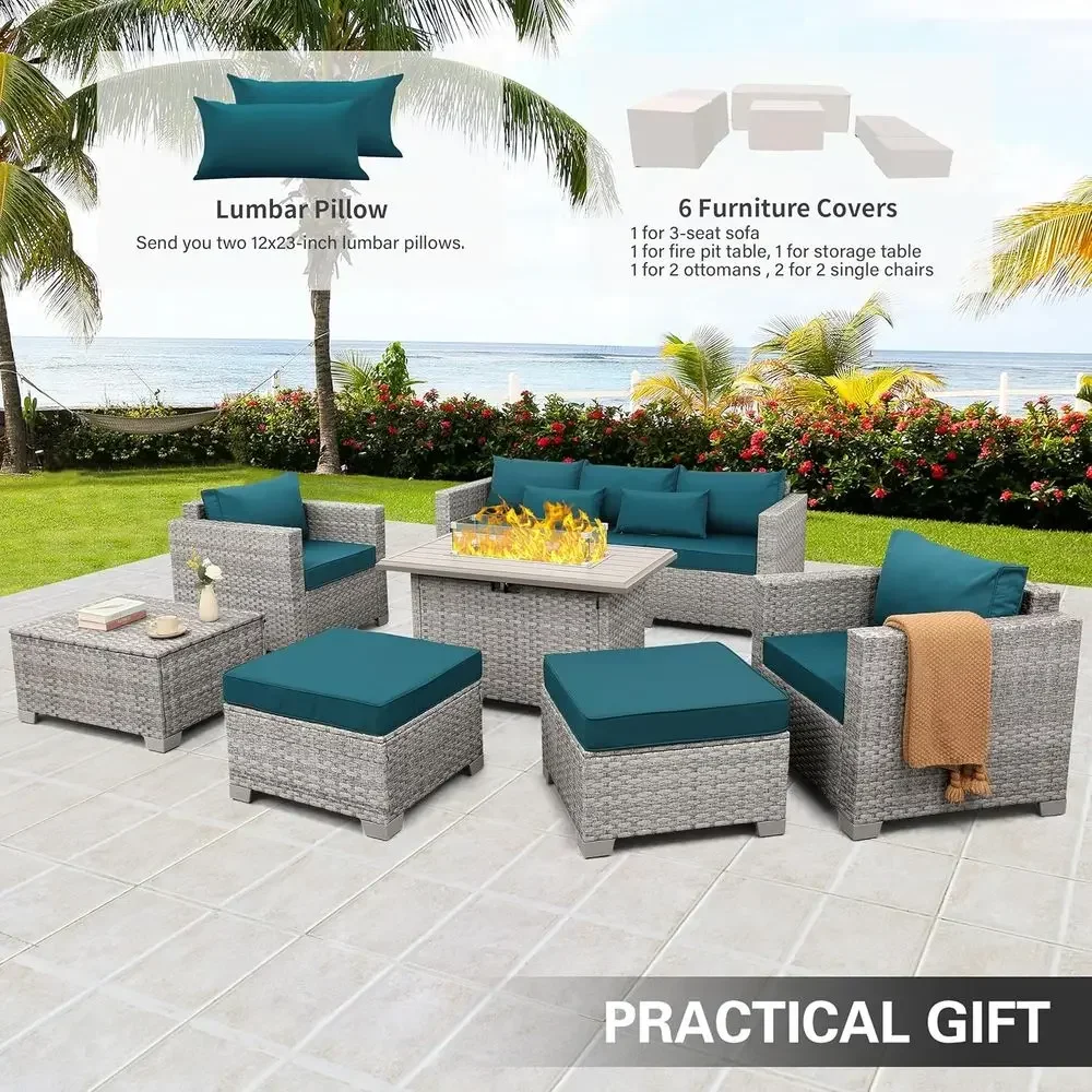 6-Piece Grey Wicker Outdoor Pa - đánh giá và giá Outdoor Furniture With Fire Pit