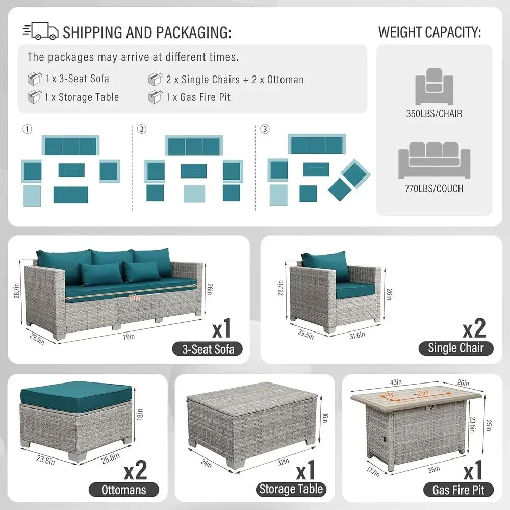 6-Piece Grey Wicker Outdoor Pa - đánh giá và giá Outdoor Furniture With Fire Pit