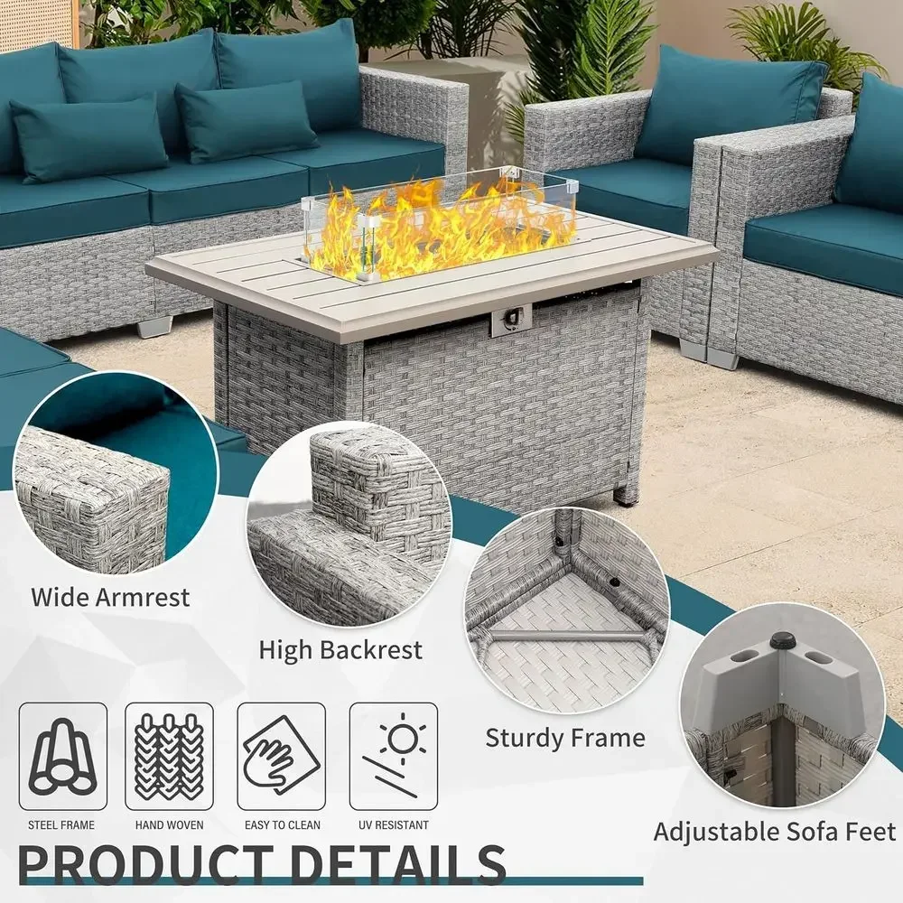 6-Piece Grey Wicker Outdoor Pa - đánh giá và giá Outdoor Furniture With Fire Pit