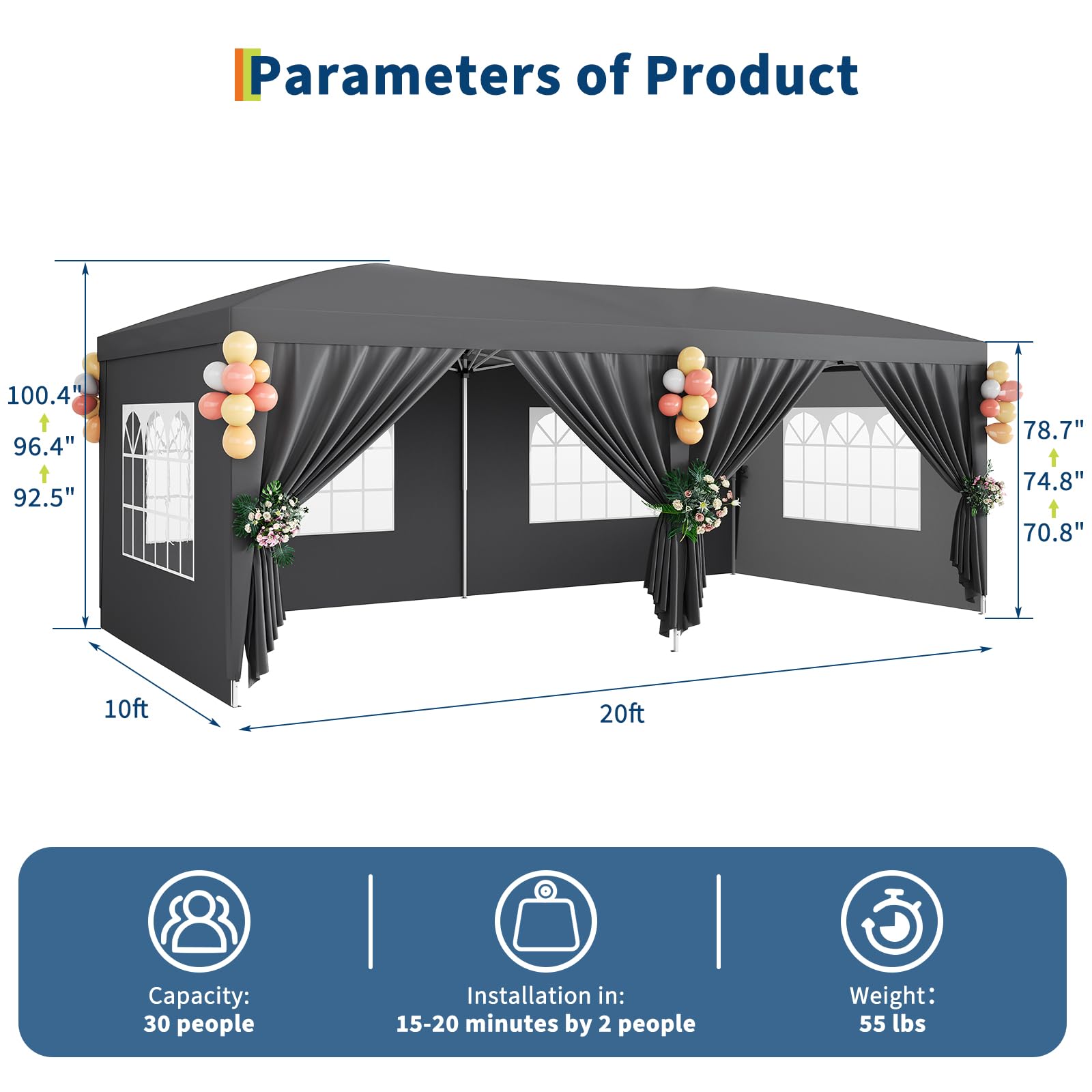 10x20 Pop Up Canopy Tent With  - đánh giá và giá Gazebo Pop Up