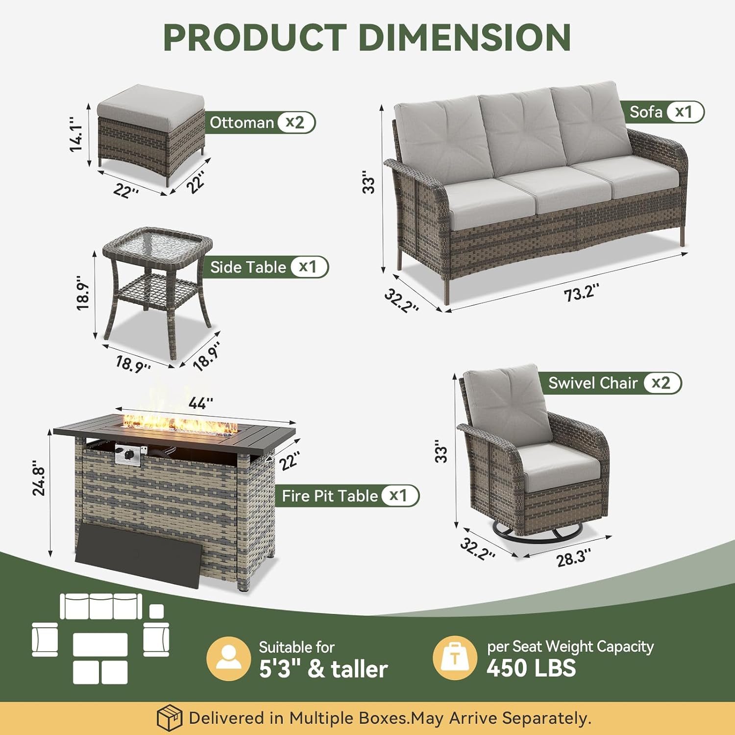 7-Piece Wicker Patio Set with  - đánh giá và giá Outdoor Furniture With Fire Pit