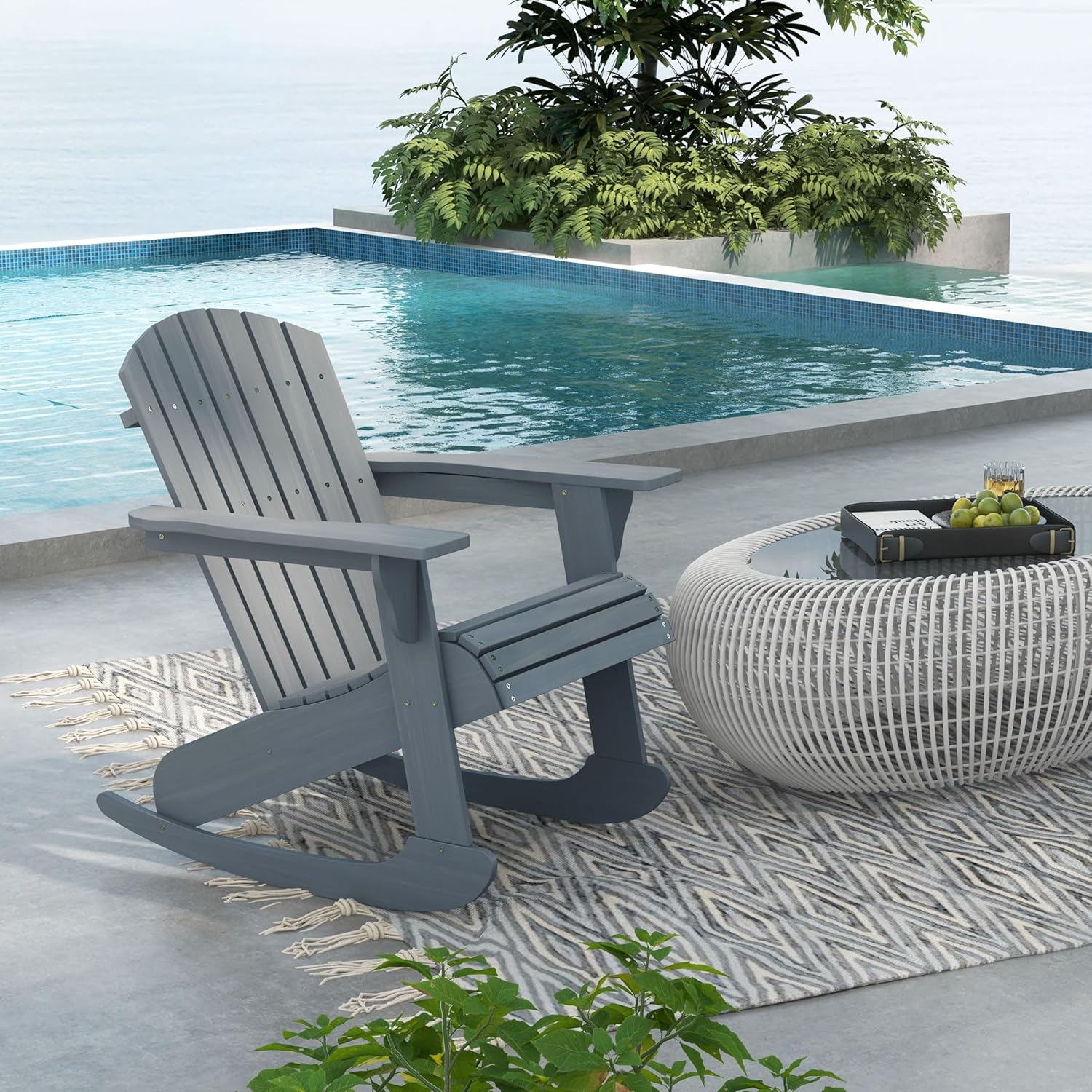 Slatted Wooden Adirondack Rock - đánh giá và giá Outdoor Furniture With Fire Pit