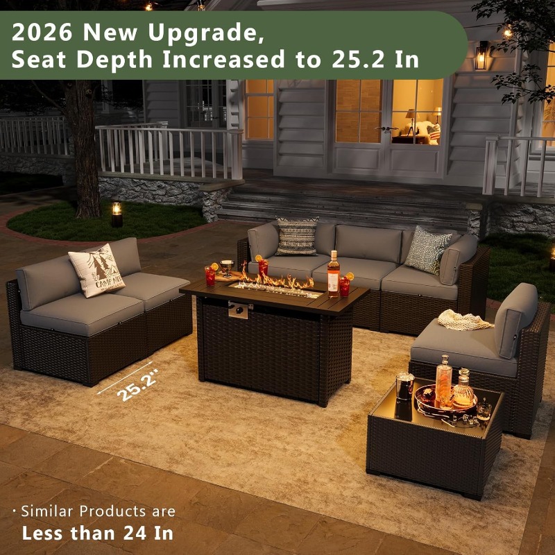 Aoxun 8 Piece Patio Furniture  - đánh giá và giá Outdoor Furniture With Fire Pit