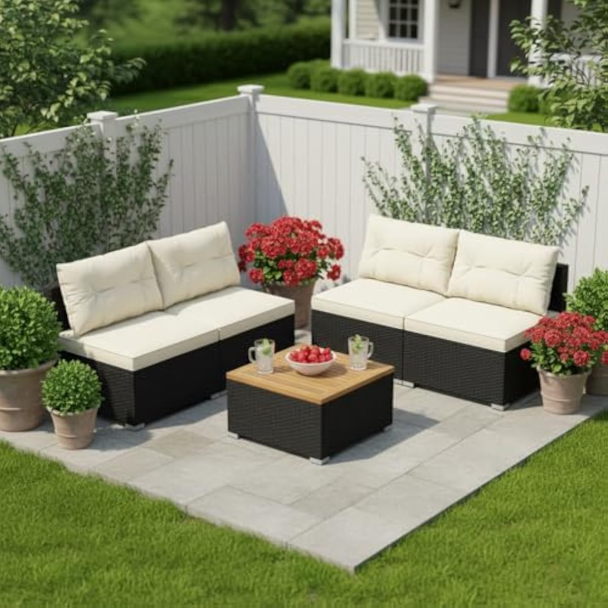 5-piece outdoor rattan lounge  - đánh giá và giá Outdoor Furniture No Cushions