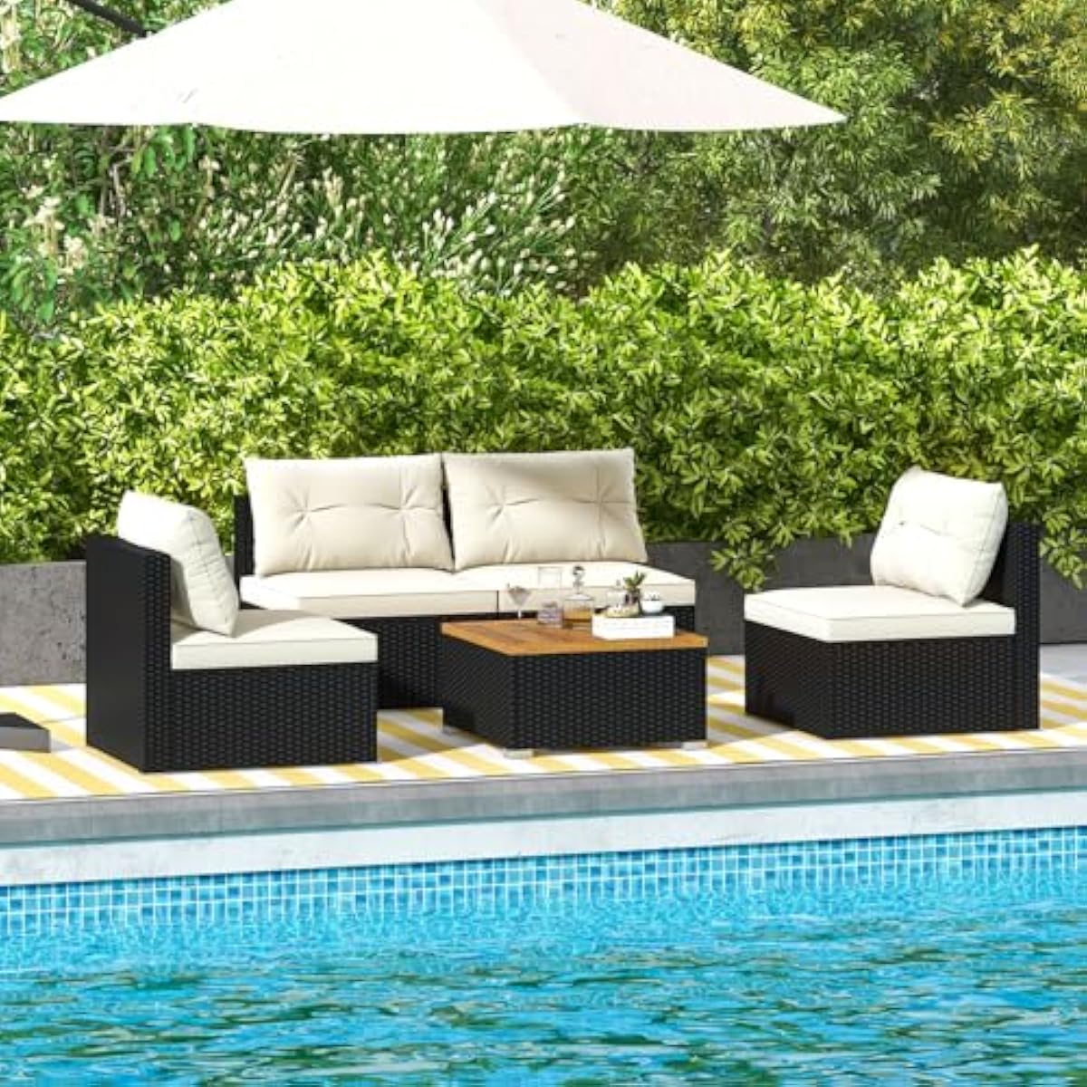 5-piece outdoor rattan lounge  - đánh giá và giá Outdoor Furniture No Cushions