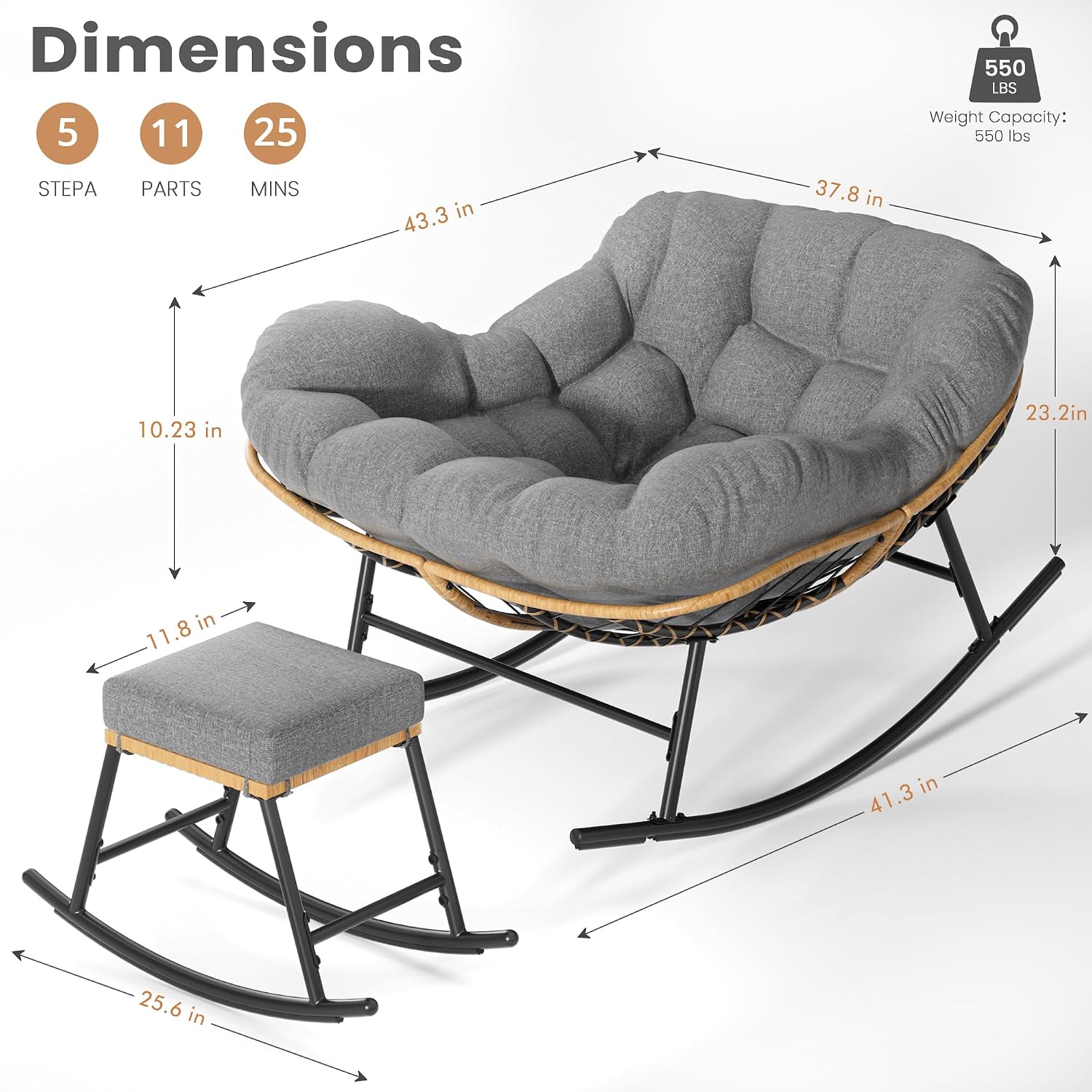 Oversized Papasan Rocking Chai - đánh giá và giá Outdoor Furniture No Cushions